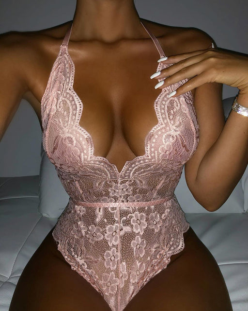 Bodysuit One Piece Black V-Neck Lingerie